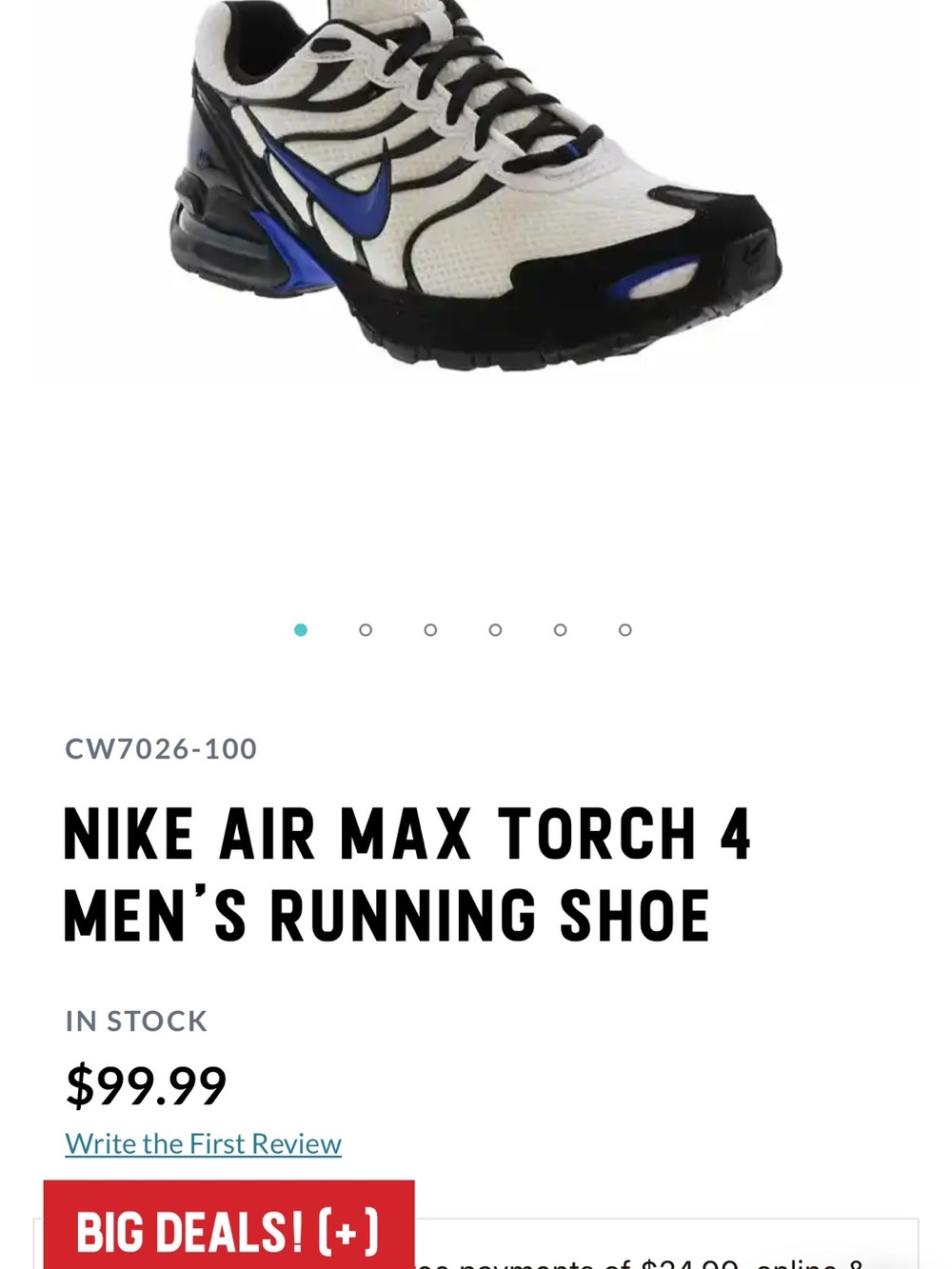 New—not worn Nike Men’s Air max Torch Running Sneakers in White & Blue - Picture 4 of 5